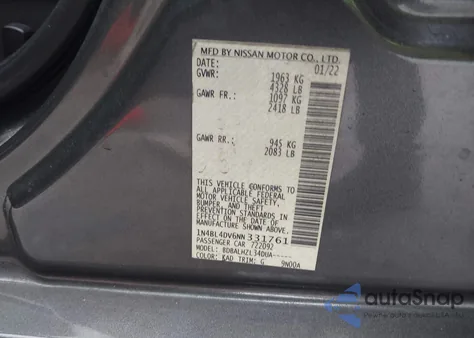 2022 Nissan Altima Sv Fwd из США, поврежденный, VIN 1N4BL4DV6NN331761